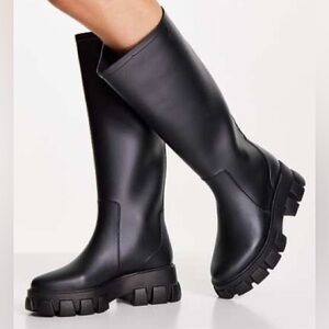 ASOS Design Gracie Chunky Knee High Rain Boots